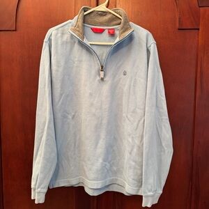 Mens IZOD Light Blue Half-Zip Sweater 100% Cotton Size Medium